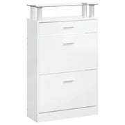 Scarpiera mobile contenitore per scarpe mobile per ingresso/corridoio/soggiorno finitura lucida 63 x 24 x 104 cm legno ingegnerizzato bianco 02_0021311