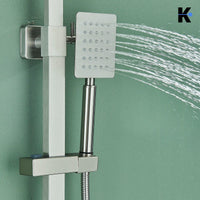 LANA | Set pioggia Premium in acciaio inox spazzolato argento | Miscelatore doccia di design | Miscelatore doccia completo di doccetta