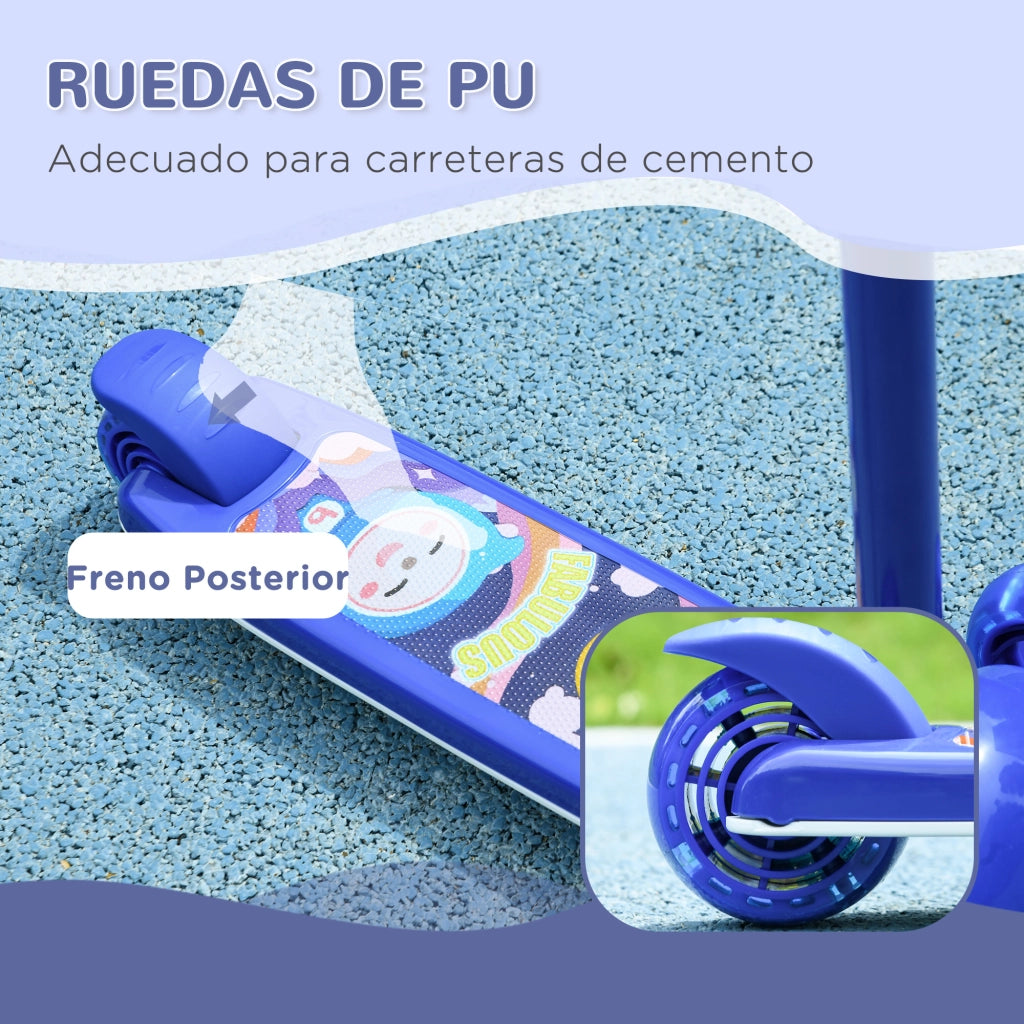 Patinete Bambini con Luci LED ¨C Zephmum ¨C Blu 52x29x63-76 cm