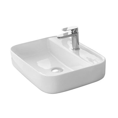 Lavandino da appoggio 50x39 cm in ceramica lucida con angoli tondi