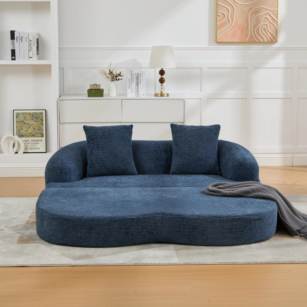 DIVANO LETTO 2 POSTI Pieghevole 157x84x65 cm Chenille Blu Navy