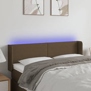 Testiera a LED Marrone Scuro 147x16x78/88 cm in Tessuto