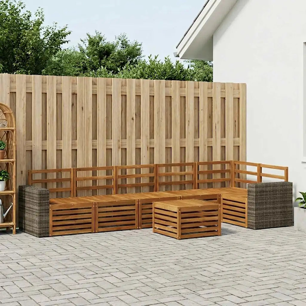 Set divano sezionale 7 pcs Naturale Legno di Acacia Massello 3384455