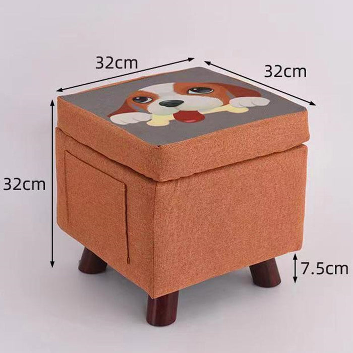 Pouf Contenitore Sgabello Multiuso in Tessuto Arancione