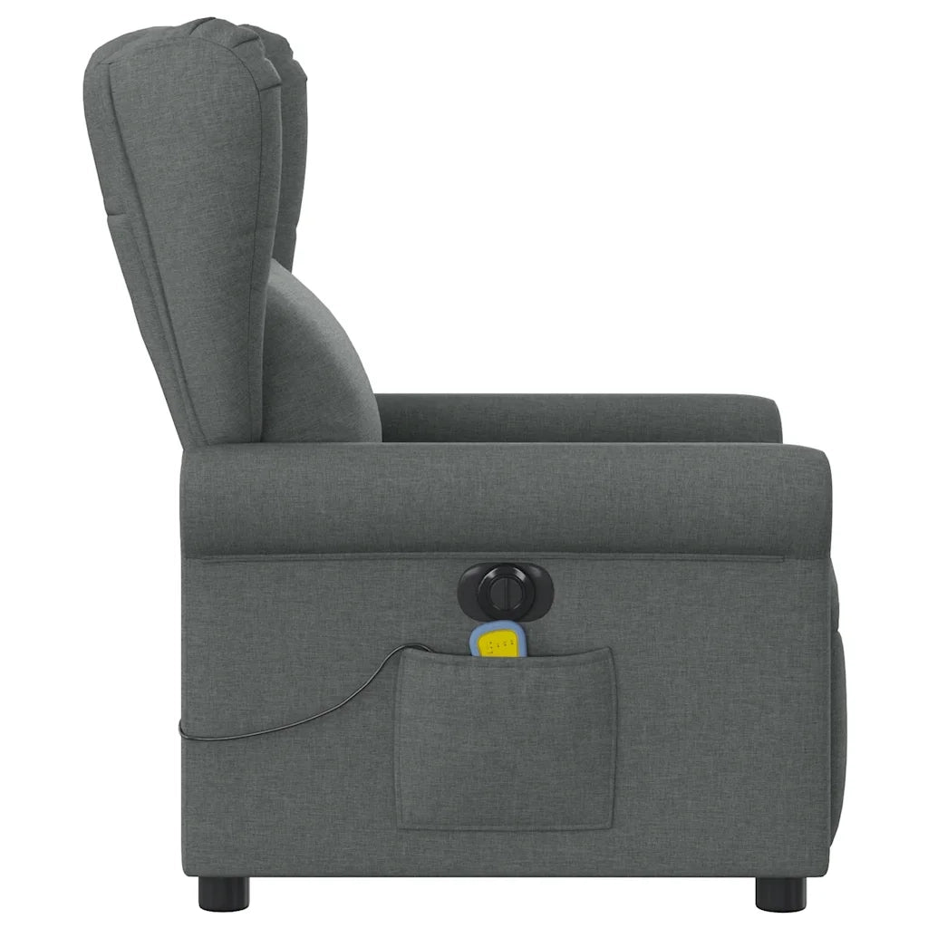 Divano Sedia-Poltrona Reclinabile Massaggio Elettrica Grigio Scuro Tessuto 863984