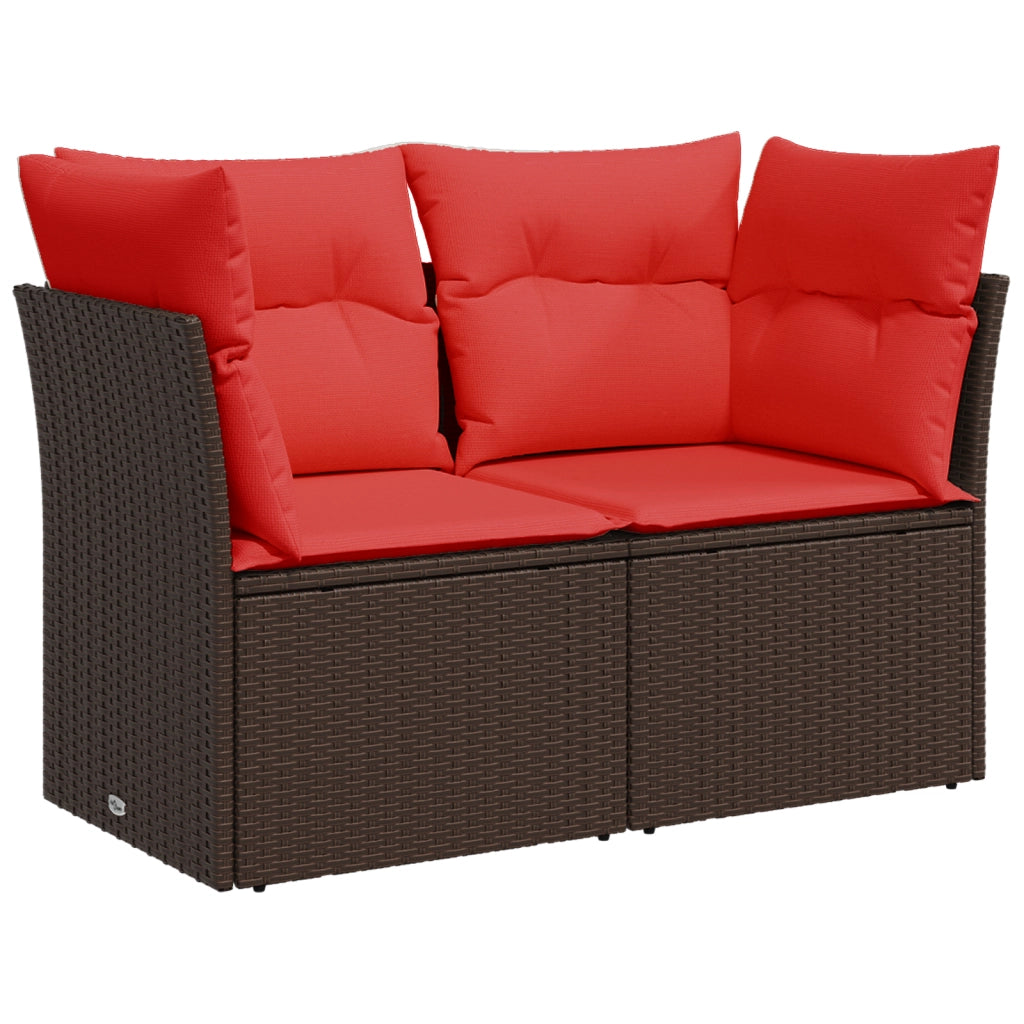 Divano da giardino con cuscini a 2 posti marrone in polyrattan 366240