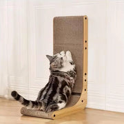 Krappa per gatti a forma di L da 68 cm - pannello di cartone da parete con giocattolo interattivo - cartone resistente per la protezione dei mobili - legno leggero, grande formato