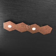 HEXAGON APPLIQUE-PLAFONIERA 2 LUCI + 2 DECORATIVO FOGLIA RAME 1142-2L2D-FR
