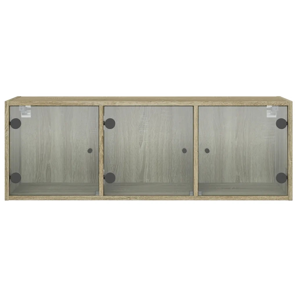 Armadietto a Muro | Mobile a Muro con Ante in Vetro Rovere Sonoma 102x37x35 cm