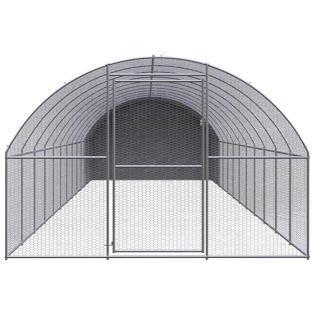 Pollaio recinto per polli da esterno 3 x 12 x 2 m acciaio zincato argento 02_0043999