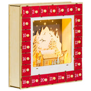 Calendario dell'Avvento LED con 24 cassetti ¨C zephmum ¨C legno rosso 60x40x19