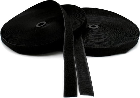 Nastro di attacco Velcro nero - 25m lungo - 25mm largo - fissatore robusto - tavola di resistenza per bambini