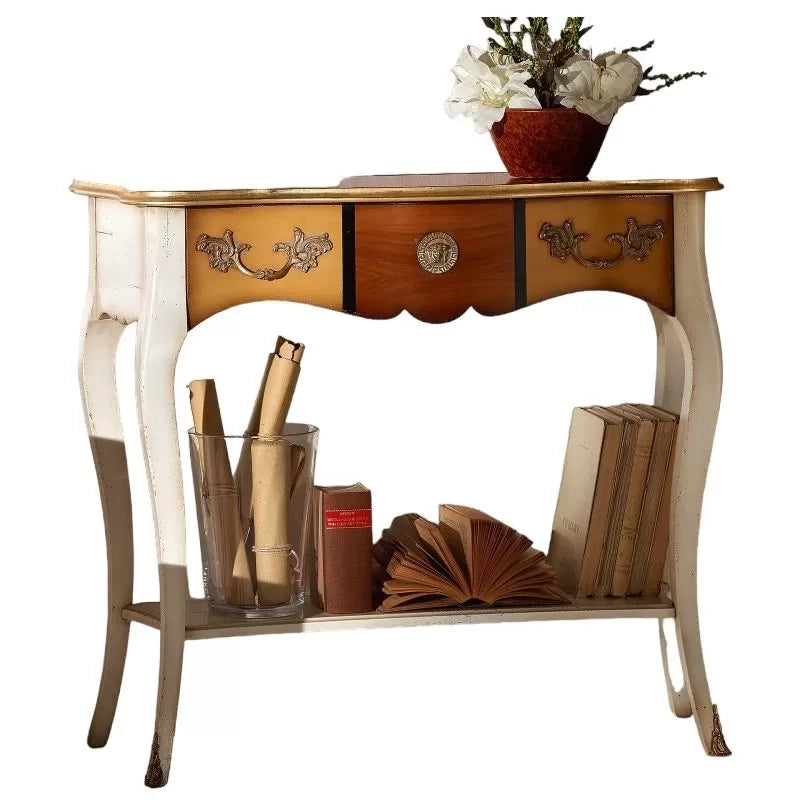 Consolle classica 1 cassetto legno shabby oro 100x40x88 - Mobili 2G