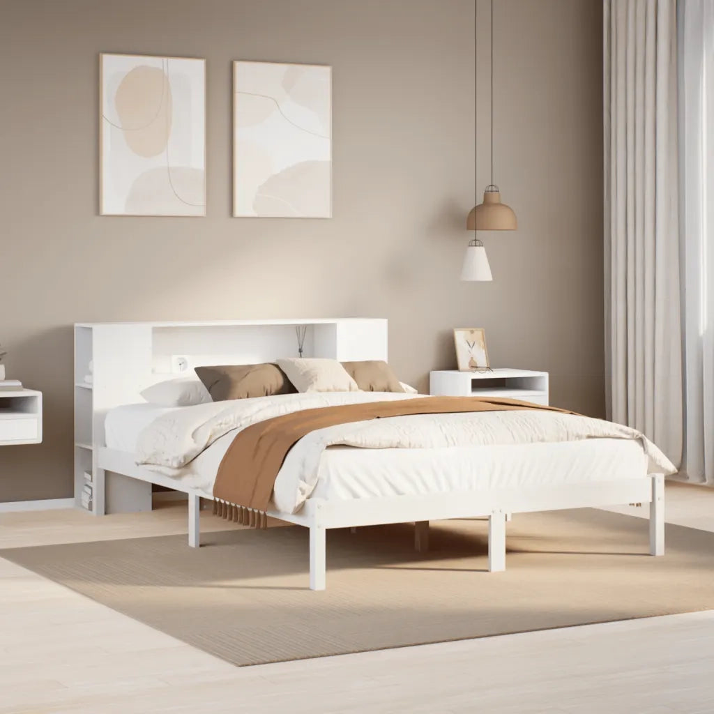 Letto Libreria senza Materasso Bianco 140x190 cm Legno di Pino 3321537