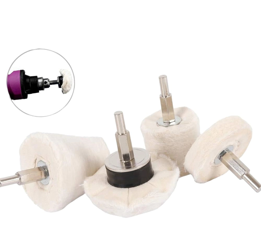 Set 4 Spazzole Microfibra rotante per trapano Per Pulizia Lucidatura Pad  Ruote