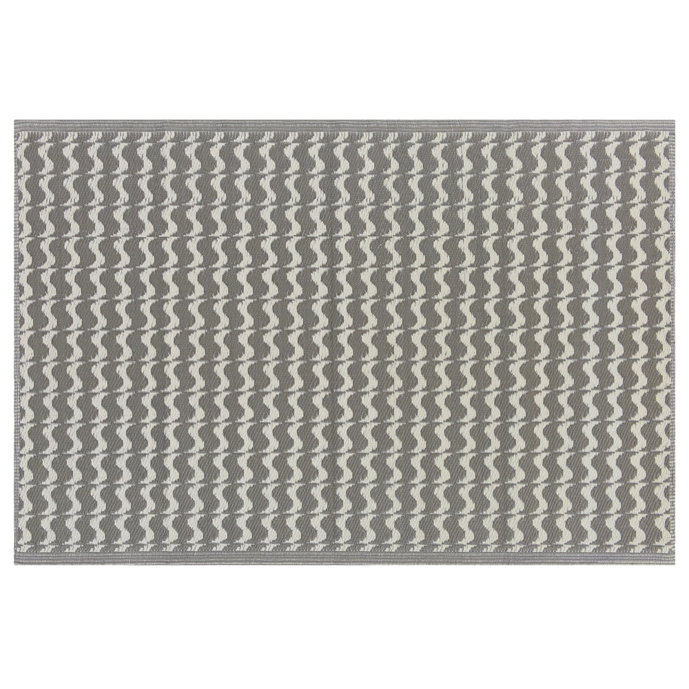 Tappeto per esterni Grigio Materiali sintetici Rettangolare 120 x 180 cm Motivo geometrico ondulato Accessori da balcone