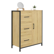 IDMarket - DETROIT Cassettiera da bagno a 3 cassetti e 1 armadio dal design industriale