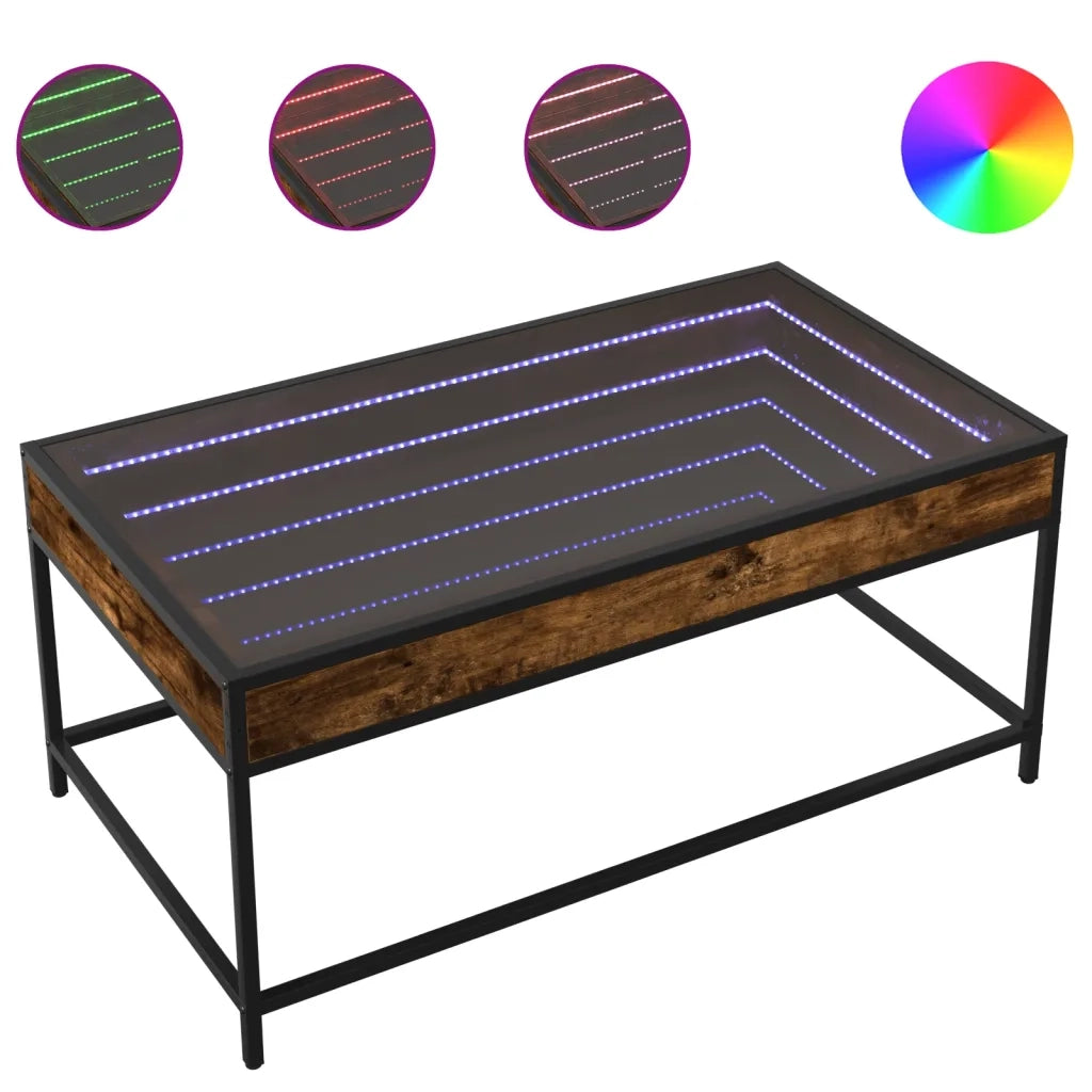 Tavolino da salotto | Tavolino da caff¨¨ | Tavolino da Soggiorno con LED Infinity Rovere Fumo 90x50x41 cm