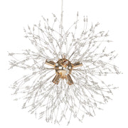 Lampada a sospensione in cristallo Base metallica dorata Perle di vetro Crystaal 8 attacchi Design contemporaneo