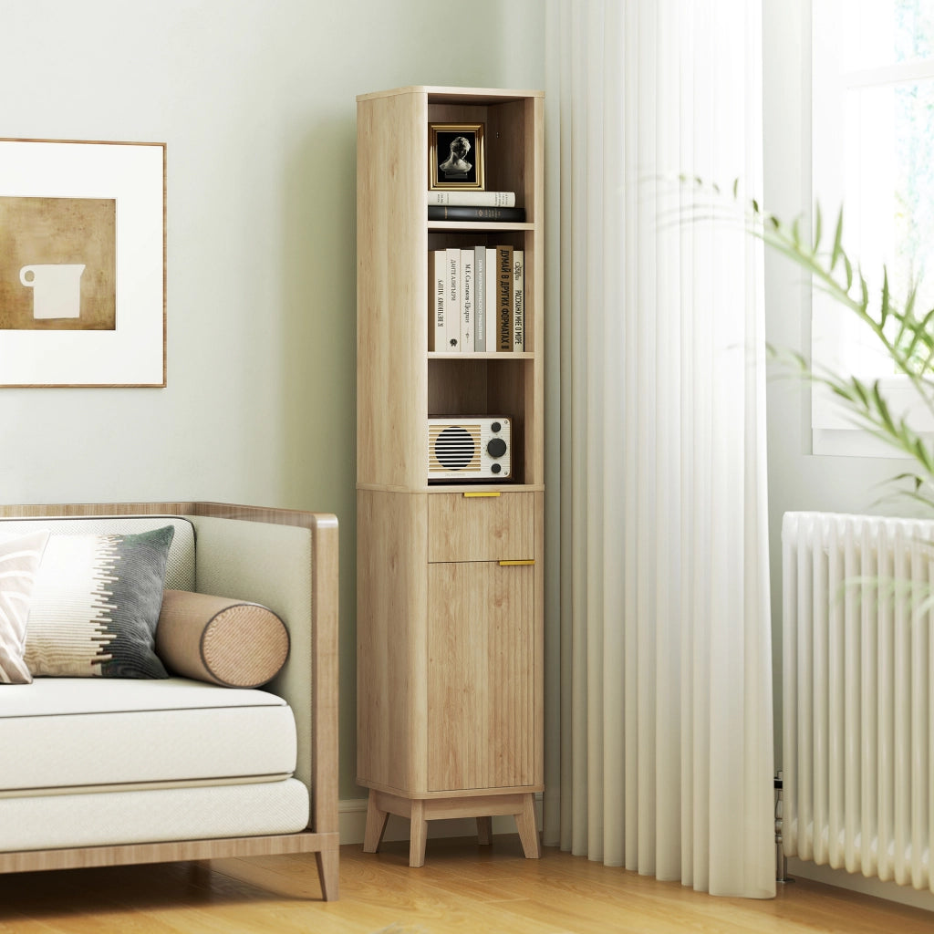 Colonna bagno alta con ripiani e cassetto ¨C Xylo ¨C legno 33x30x170 cm