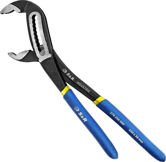Tang per pompa in acciaio CR-V trattato con fosfato, maniglie a doppia lamina, 250 x 36 mm, larghezza di apertura 55 mm