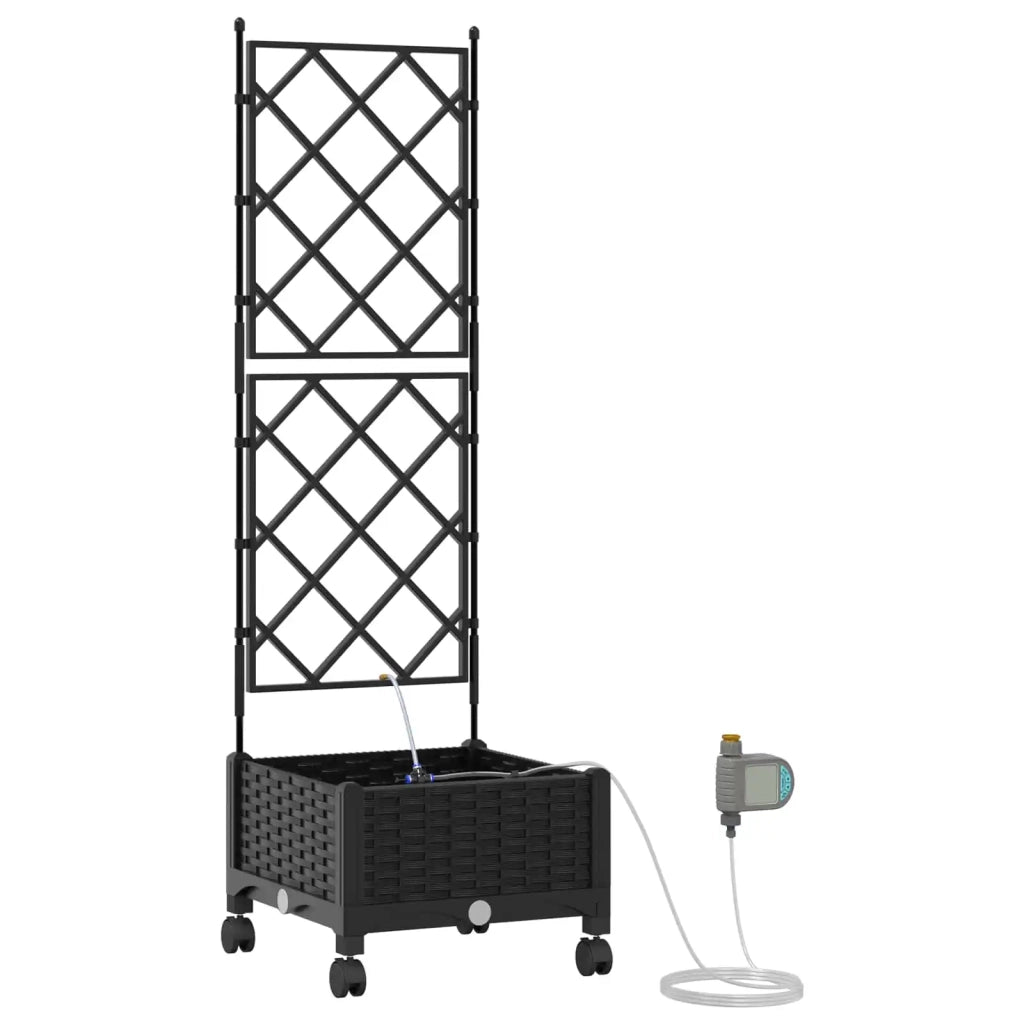 Vaso da Giardino con Irrigazione e Ruote Nero 40 x 40 x 132 cm 3422945