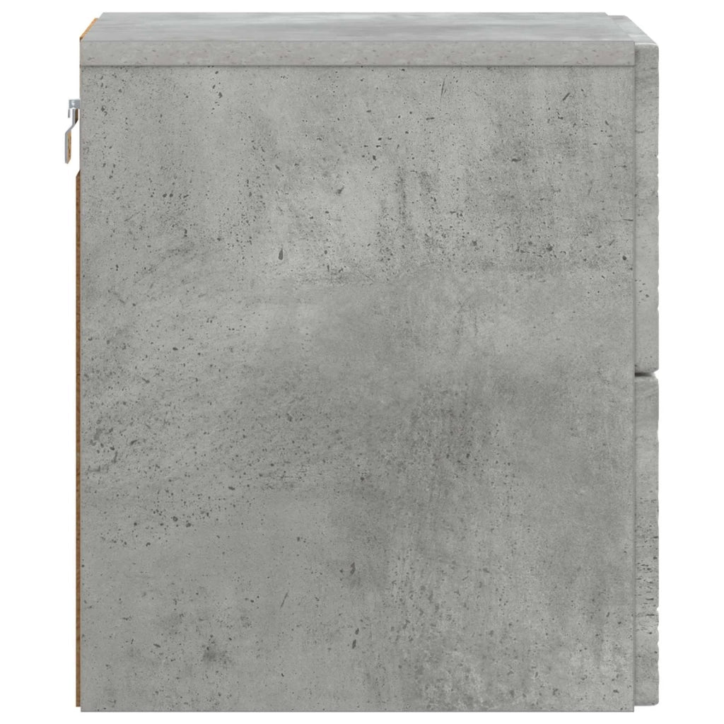 Comodino | Armadio da Notte | Mobiletto da notte a muro Grigio Cemento 34,5 x 33 x 40 cm