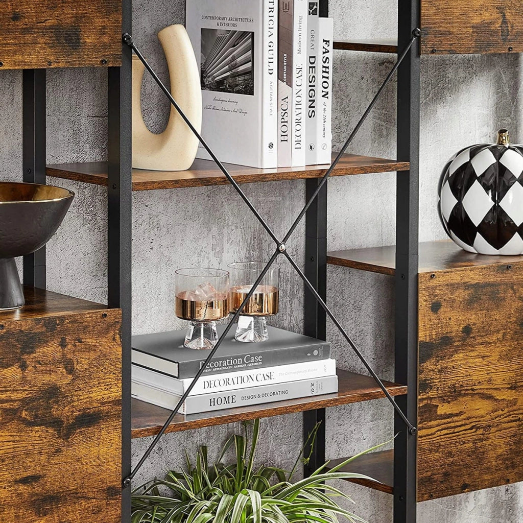 Libreria a Doppia Struttura Loft in Stile Industriale e Legno Rustico
