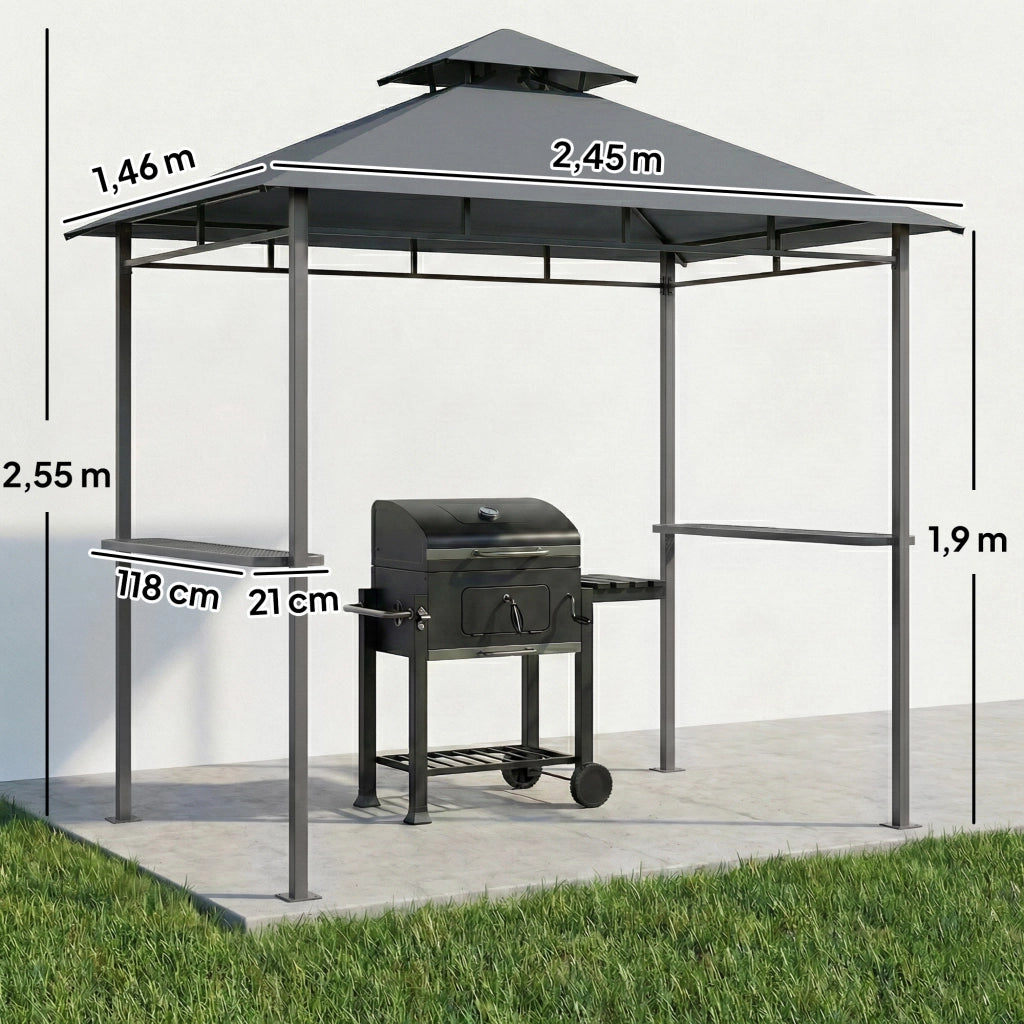 Pergolato per Barbecue ¨C Zephmum ¨C Grigio 240x140x230 cm