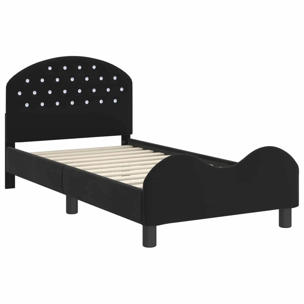 Struttura letto bambini con testata Nero 80 x 160 cm Velluto
