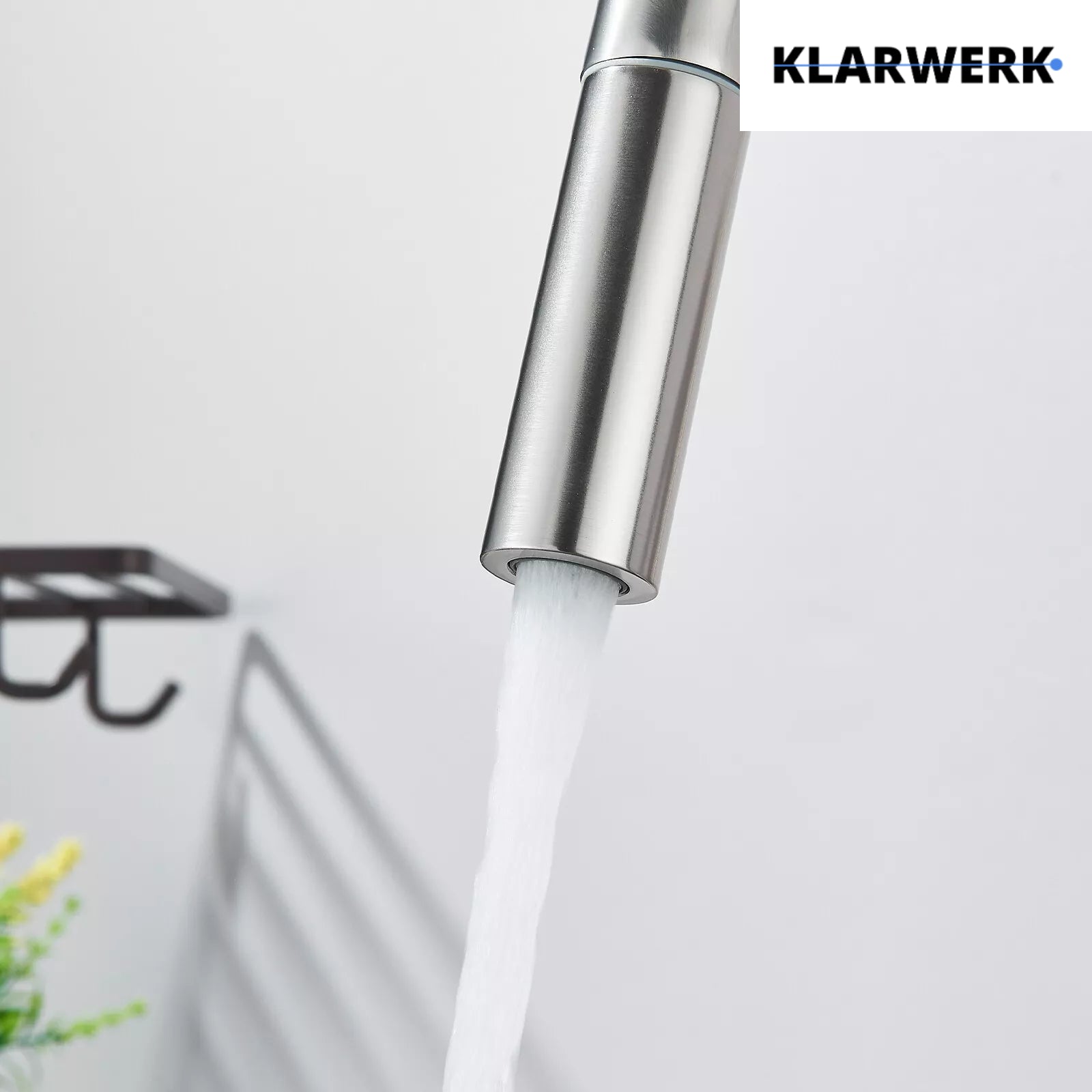 Jana | Rubinetto estraibile 3 vie premium argento spazzolato | osmosi in acciaio inox cucina | miscelatore 360 gradi | filtro 3 attacchi gomito alto