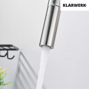 Jana | Rubinetto estraibile 3 vie premium argento spazzolato | osmosi in acciaio inox cucina | miscelatore 360 gradi | filtro 3 attacchi gomito alto