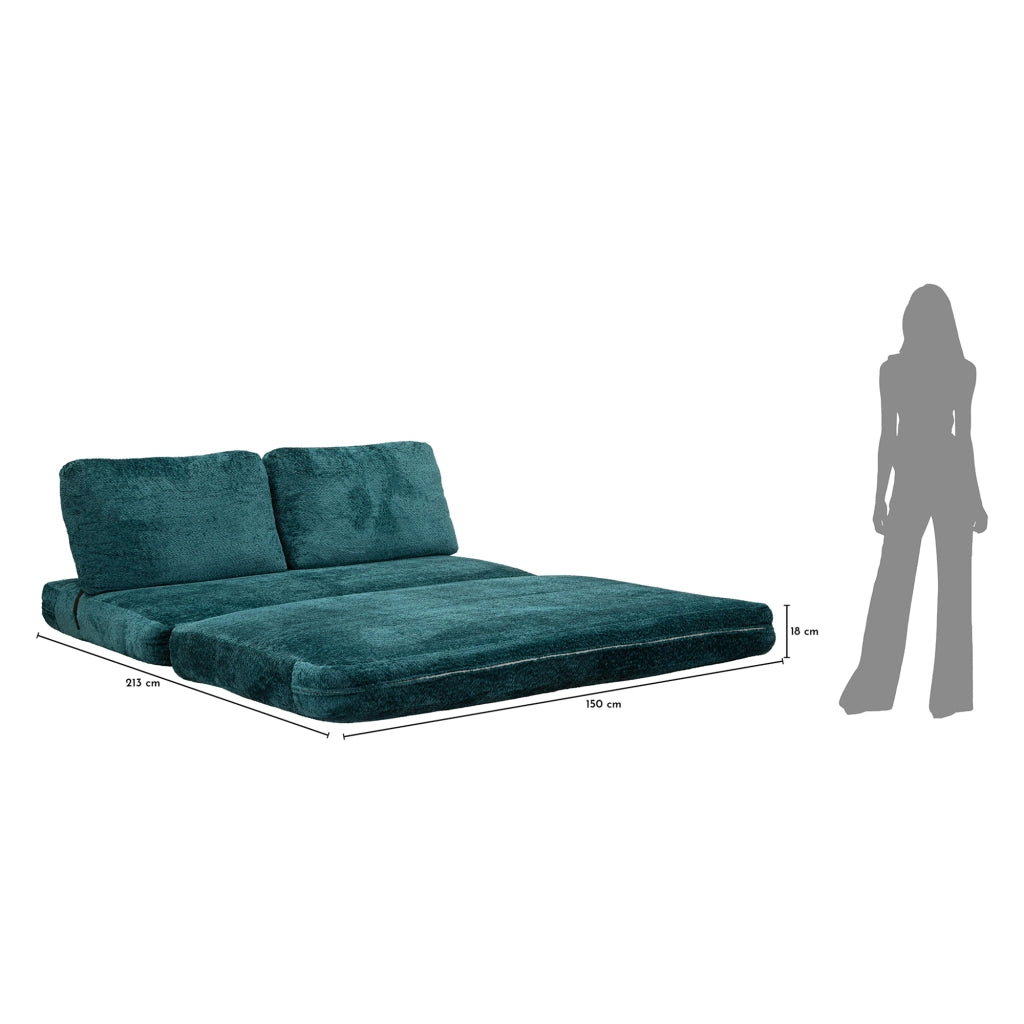 Albayz, Divano Letto 2 Posti Reclinabile, 31x31 cm Verde Petrolio
