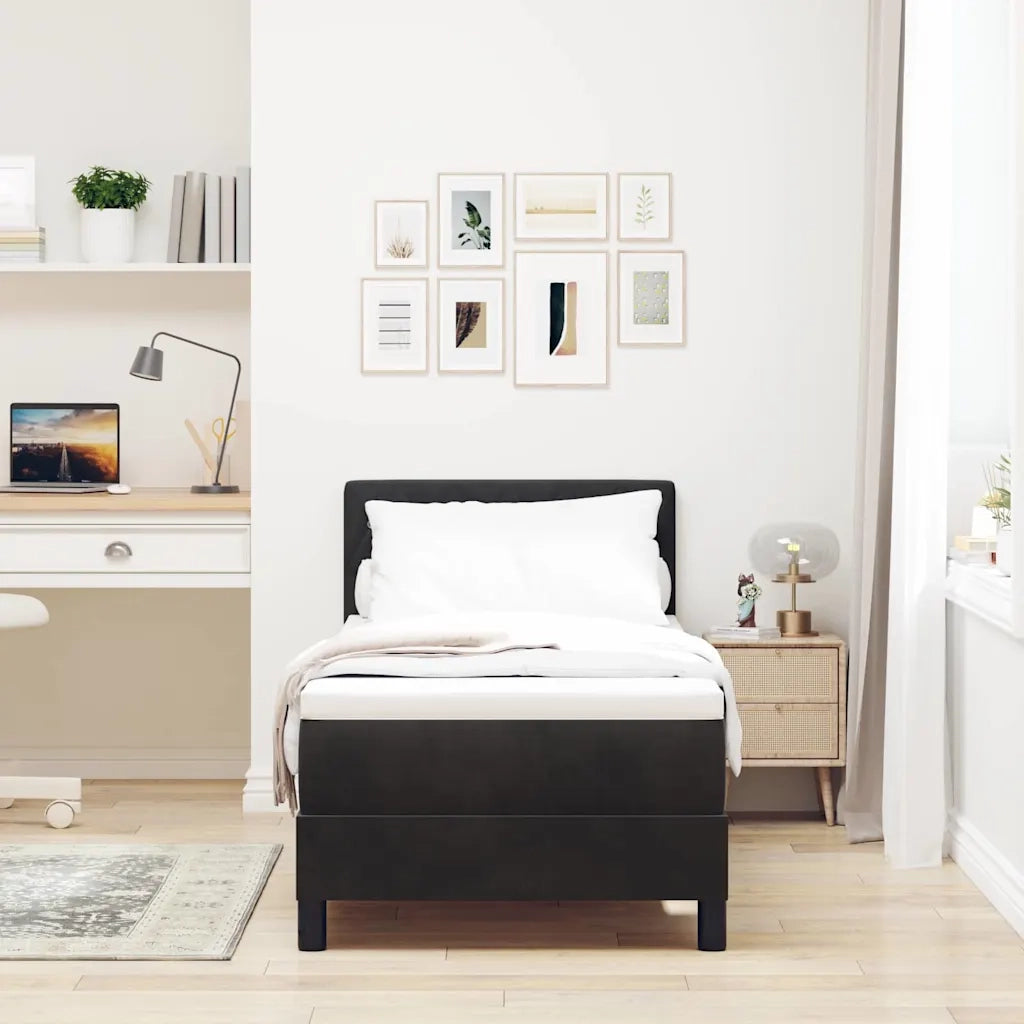 Letto a molle con materasso Nero 80 x 200 cm Velluto 3339070