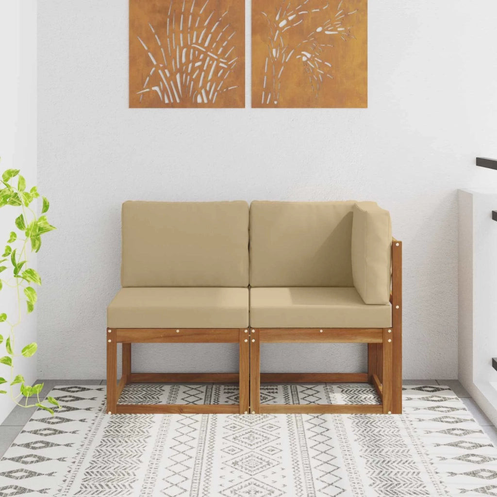 Divano modulare da esterno e angolare 2 Pezzo-Divano da Giardino-Divano componibile Naturale e Beige
