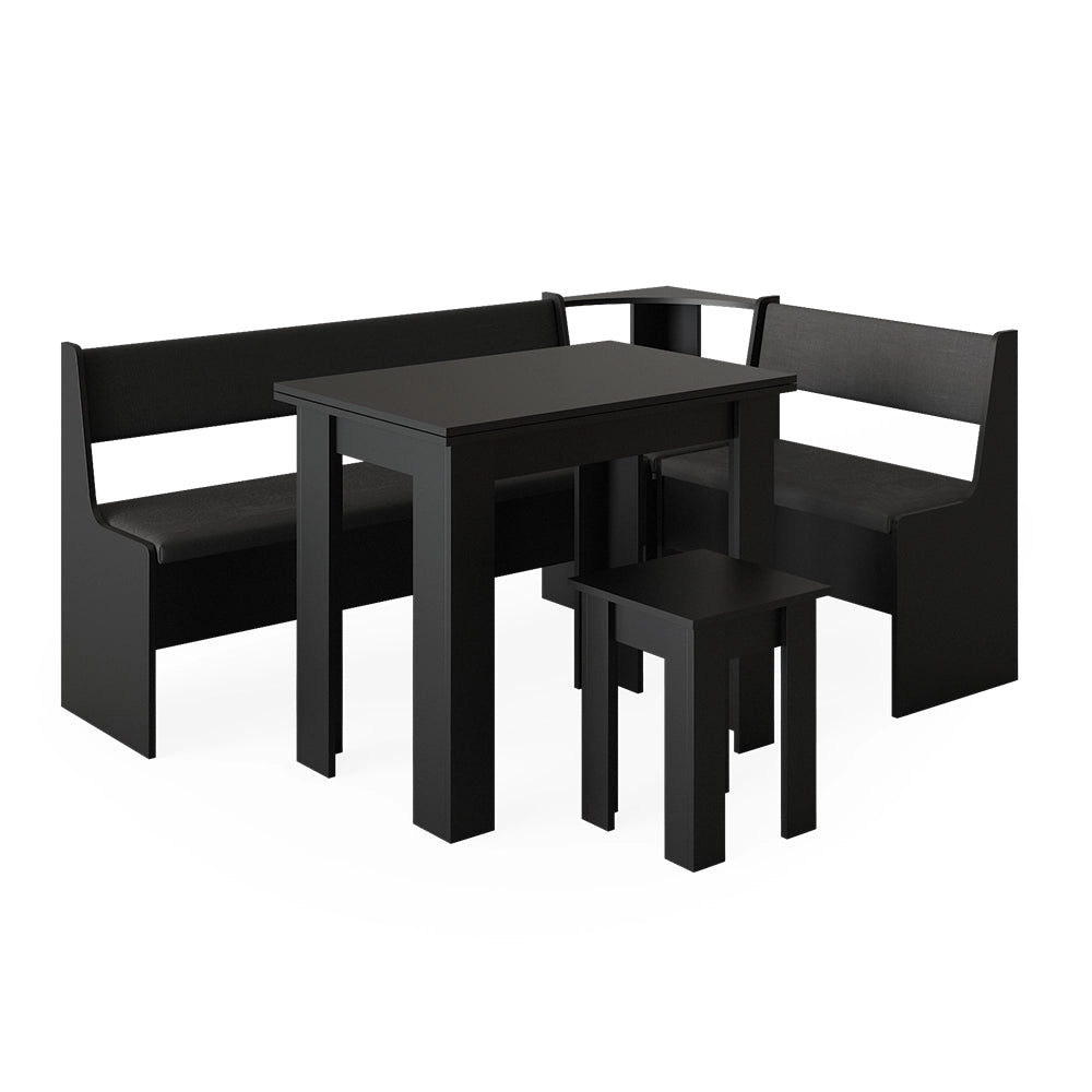 Vicco Gruppo panca ad angolo Nero 120 x 41.5 cm con tavolo