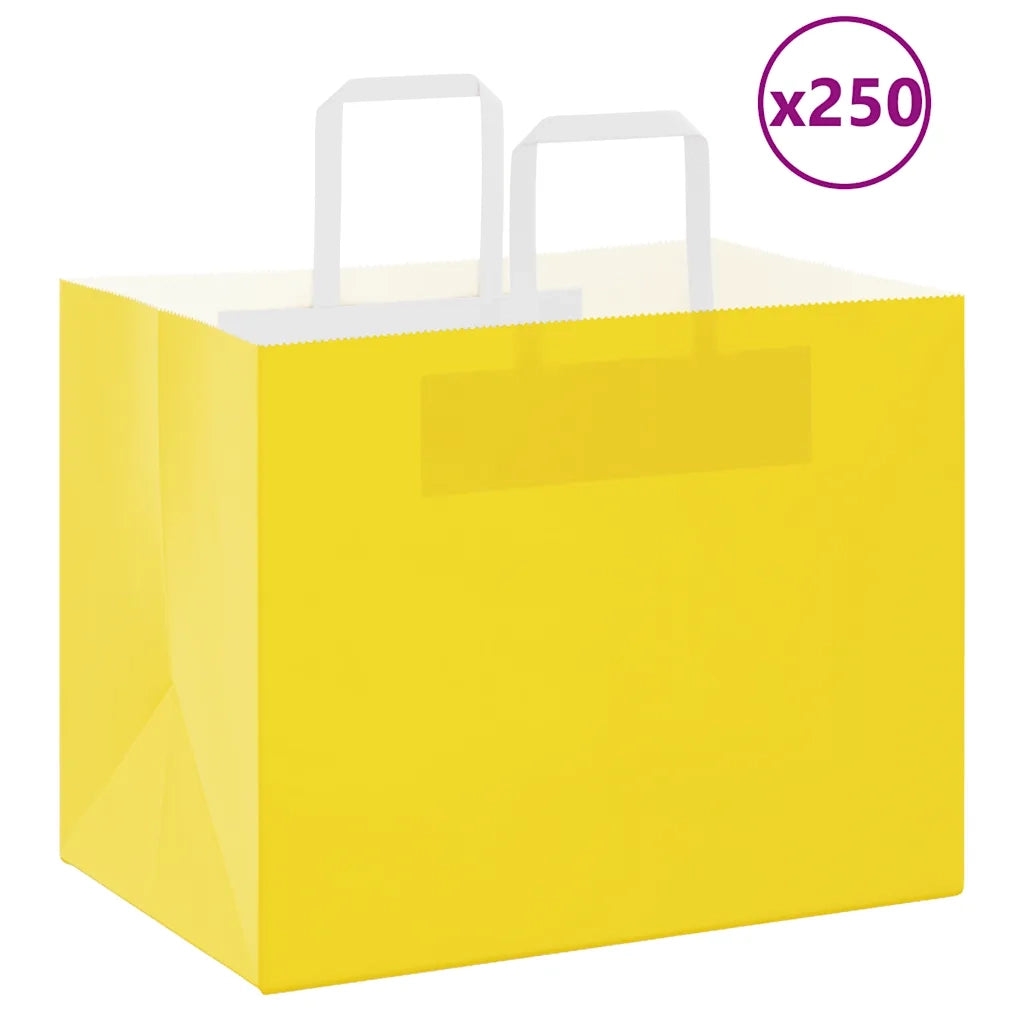 Sacchetti di Carta 250 pz con Manici Gialli 32x22x24 cm