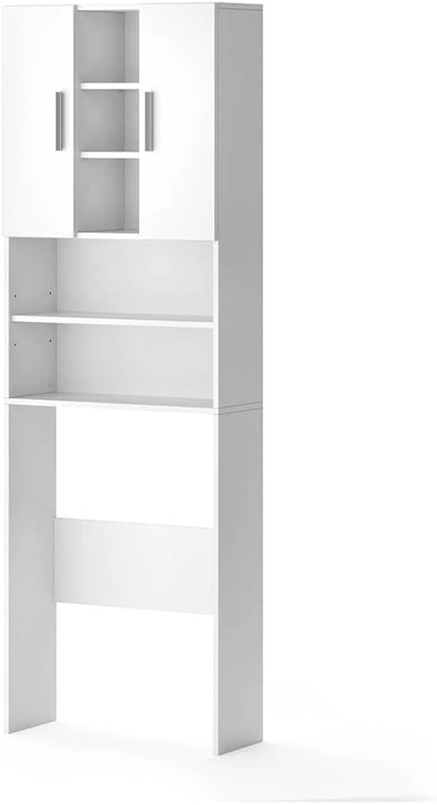 Mobile per lavatrice Luis, Calcestruzzo, 64 x 190 cm, per la conservazione di detersivi e accessori da bagno