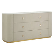 Como' Beauty 6 cassetti in legno crema e metallo dorato