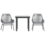 Set da Pranzo da Giardino 3 pz | Set Salotto da Giardino con Cuscini in Polyrattan Vetro