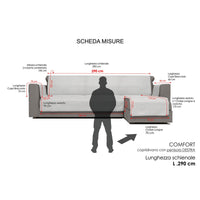 Copridivano in Poliestere con Penisola Destra Seduta 190 cm Blu Scuro