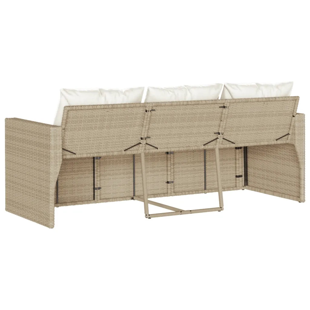 Divano da Giardino con Cuscini a 3 Posti Beige in Polyrattan 366344