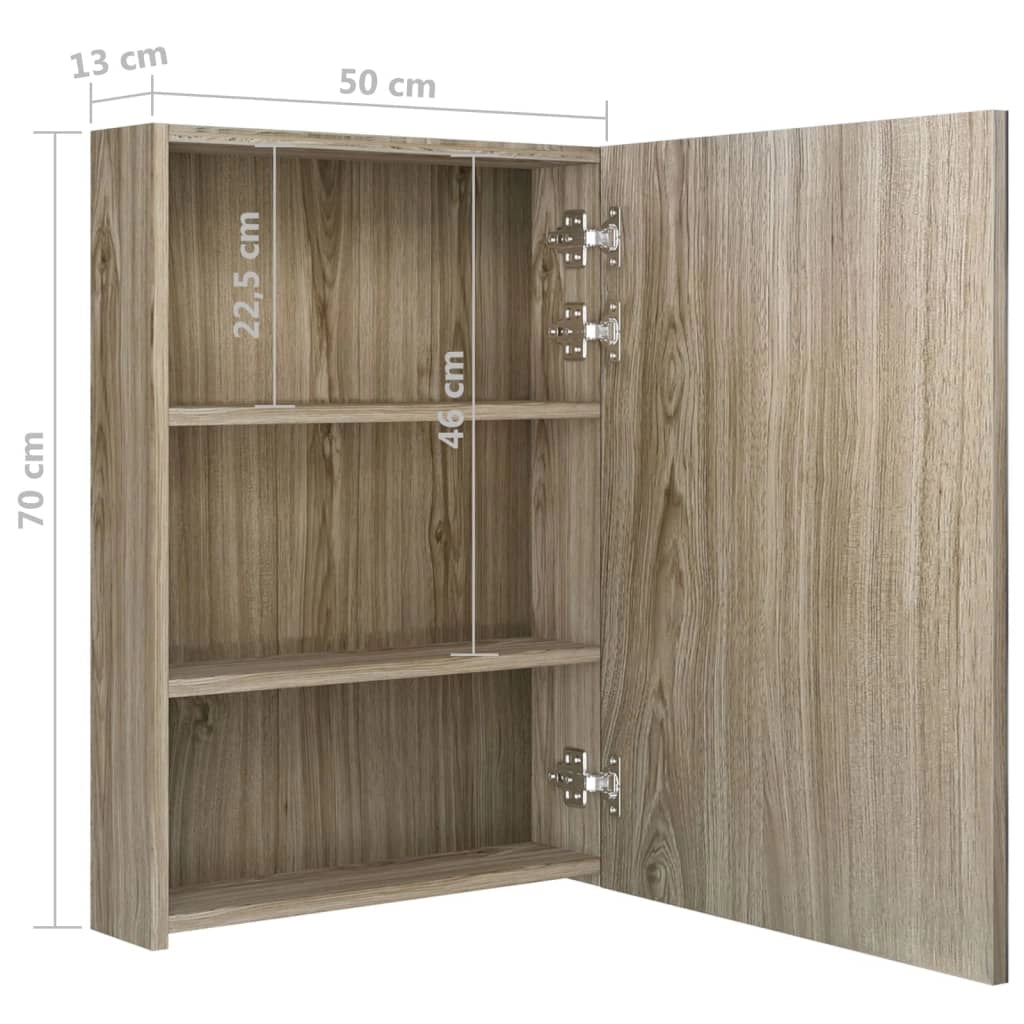 Mobile da bagno con specchio LED 50 x 13 x 70 cm MDF rovere 02_0006589