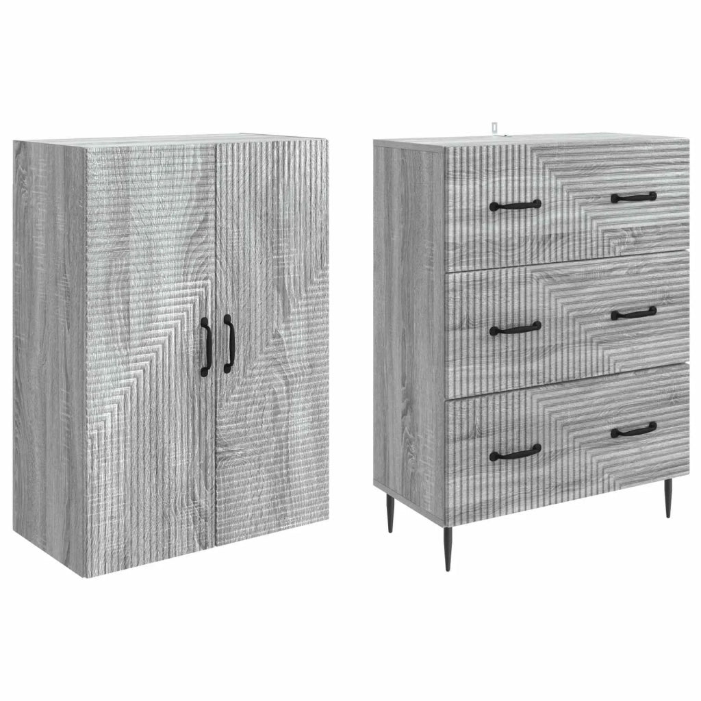 Set di armadi 2 pcs Sonoma grigio 66 x 34,5 x 90 cm
