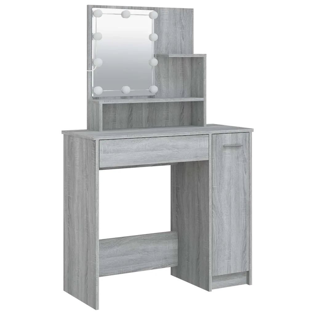 Toeletta con LED Grigio Sonoma 86,5x35x136 cm 820485