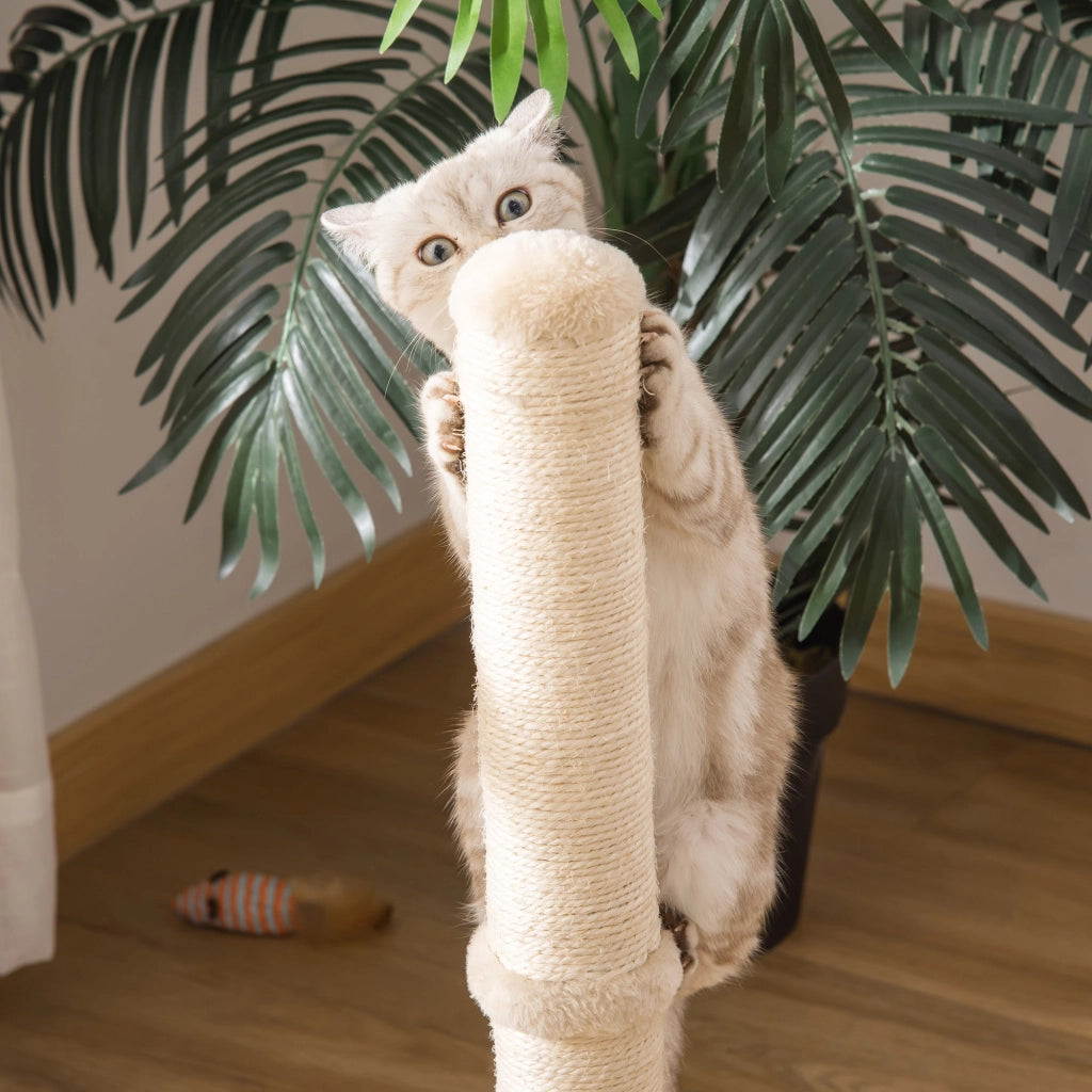 Tiragraffi per Gatti con Palo in Sisal Alto 60 cm Beige