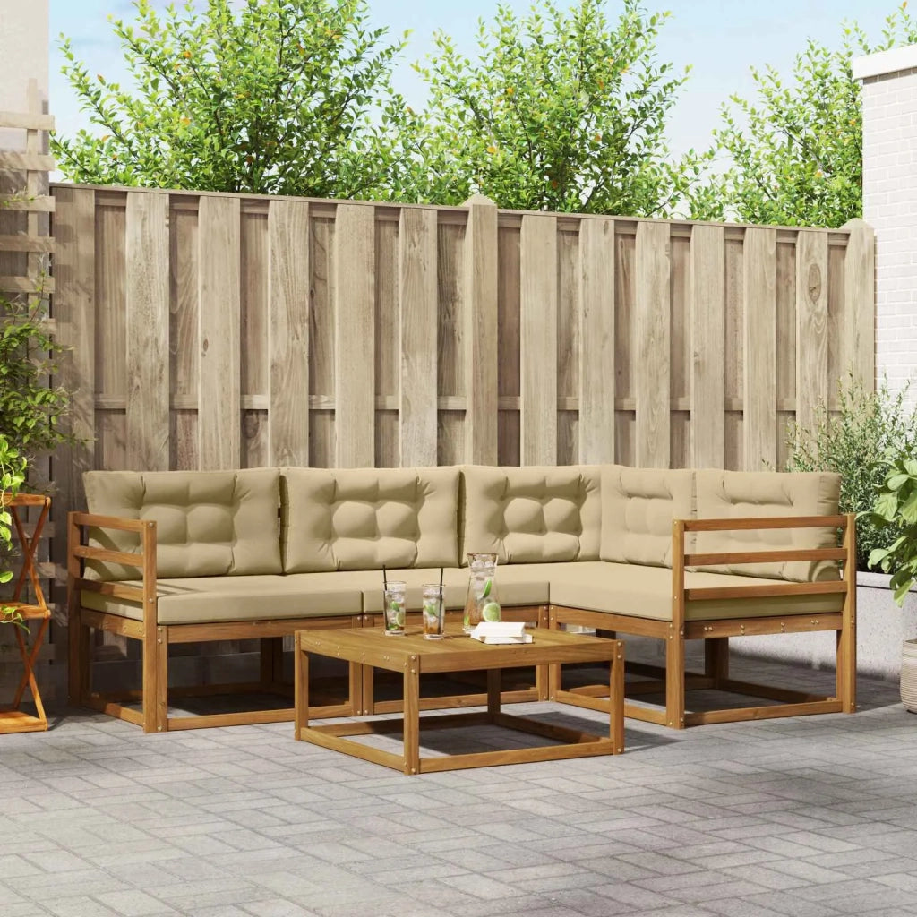 Set di divani da esterno con cuscino 5 pcs Naturale e Beige 3367531