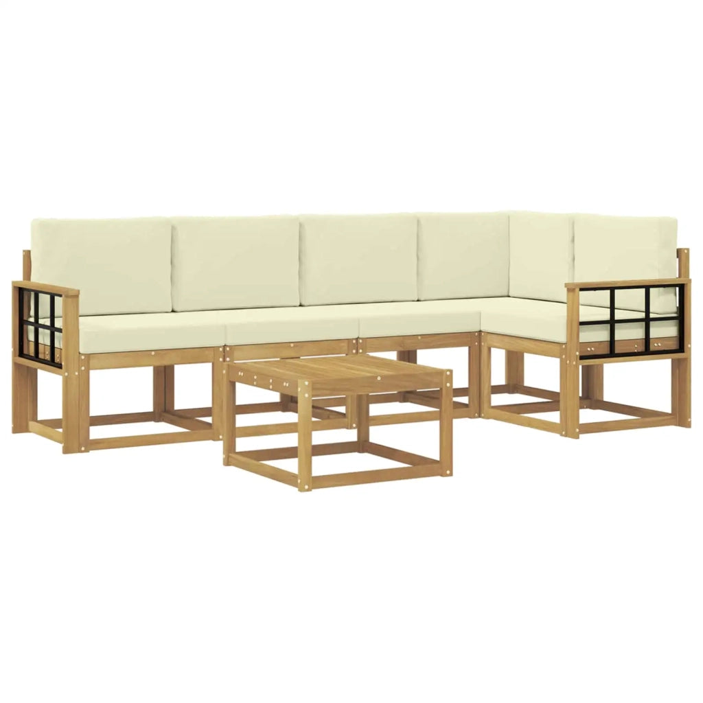 Set di divani da esterno 6 pz Bianco e Crema 3387674