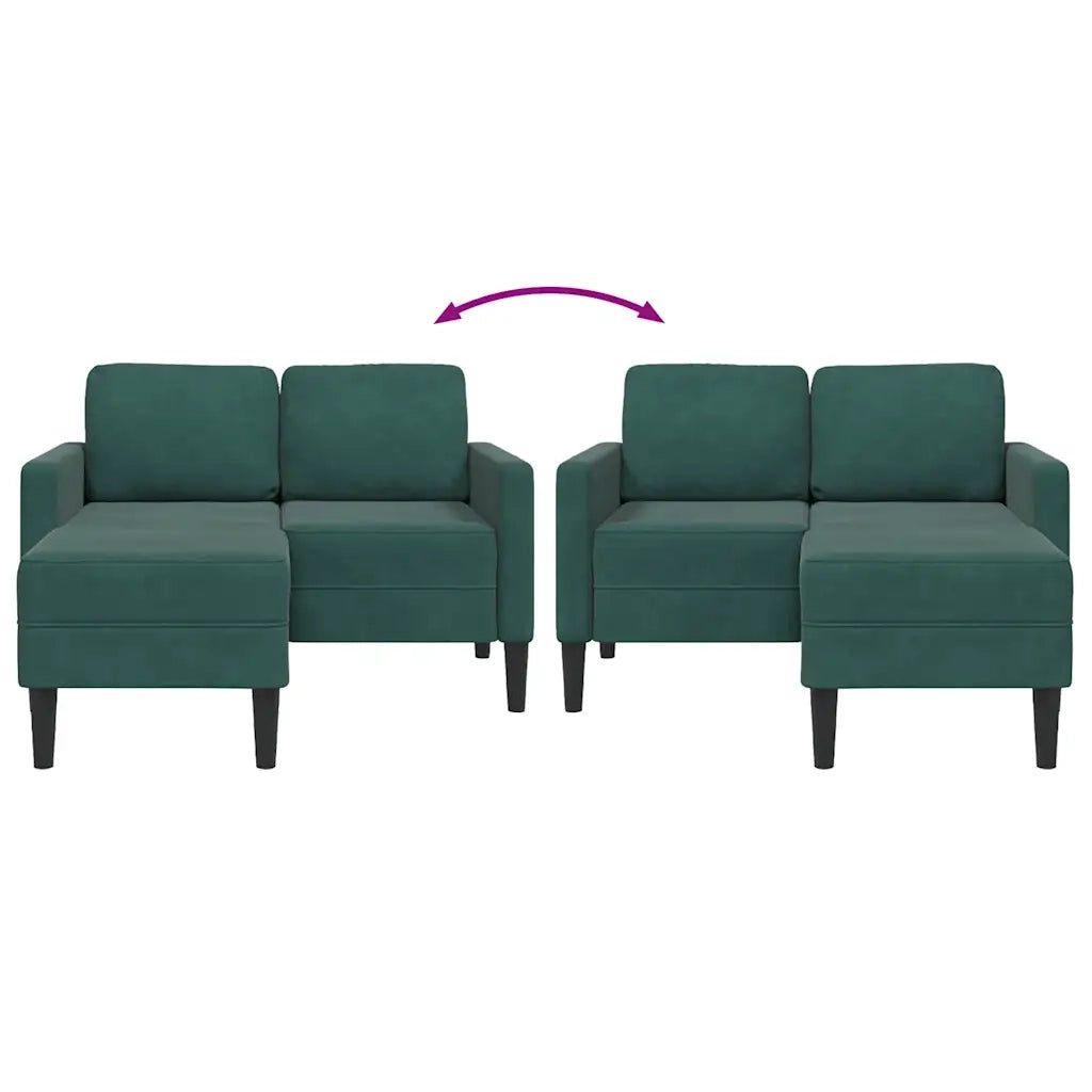 Divano 2 Posti con Chaise longue a L Verde Scuro 125 cm Velluto 4107071
