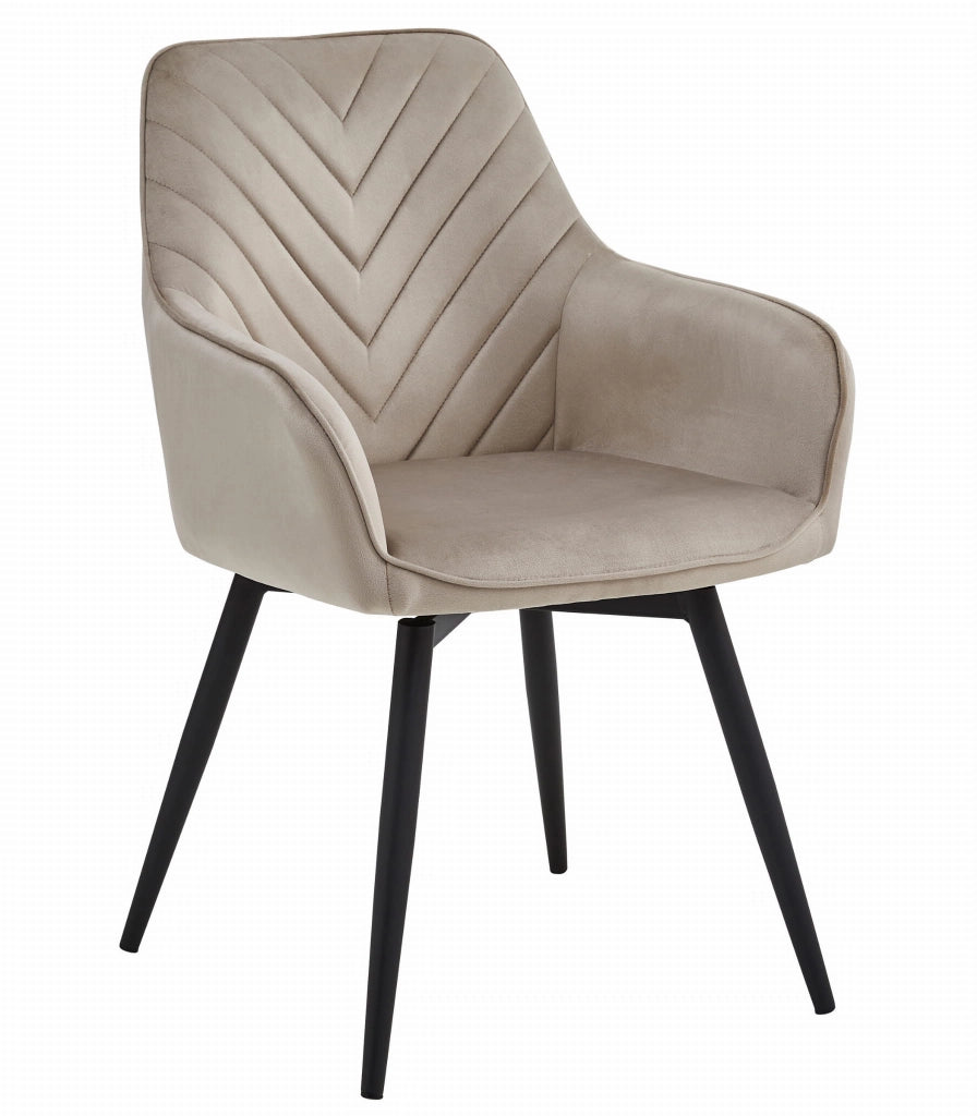 VALORA NANA360 Sedia girevole in velluto beige scuro per soggiorno, cucina, sala da pranzo